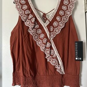 Blouse with Ruffled Bib Collar